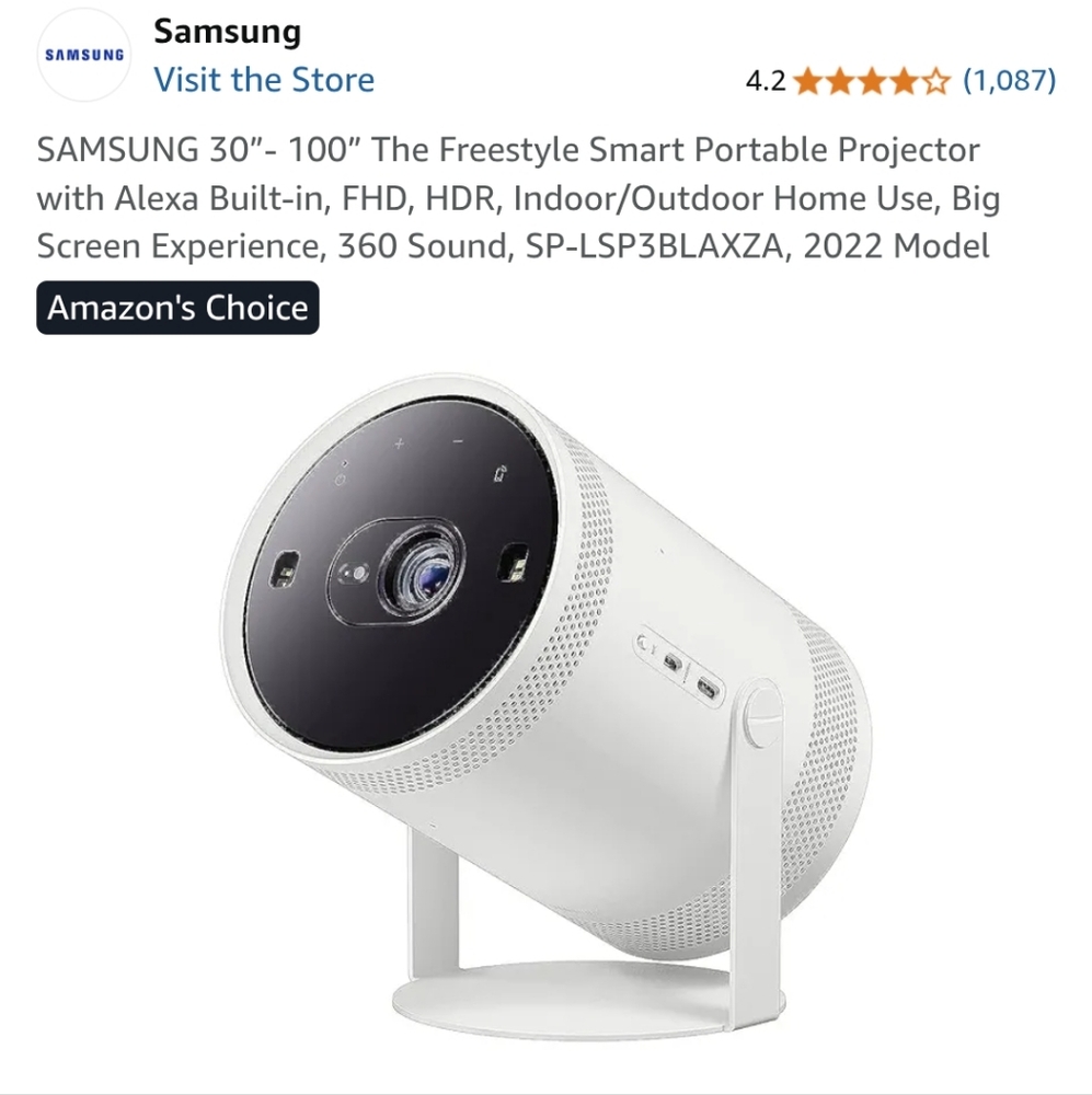 BNIBS Samsung The Freestyle Smart Portable Projector
